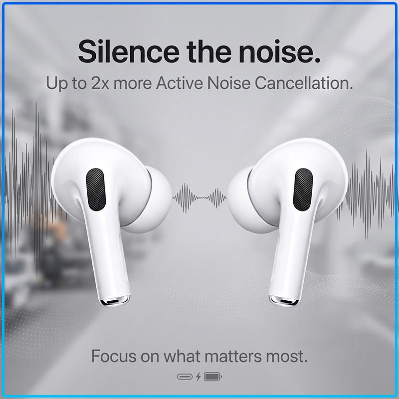 AirPods Pro Replica Bluetooth Headphones ANC Noise Isolation Immersive Surround Sound HD Call Sports Wireless Earbuds Universal For All Smartphones