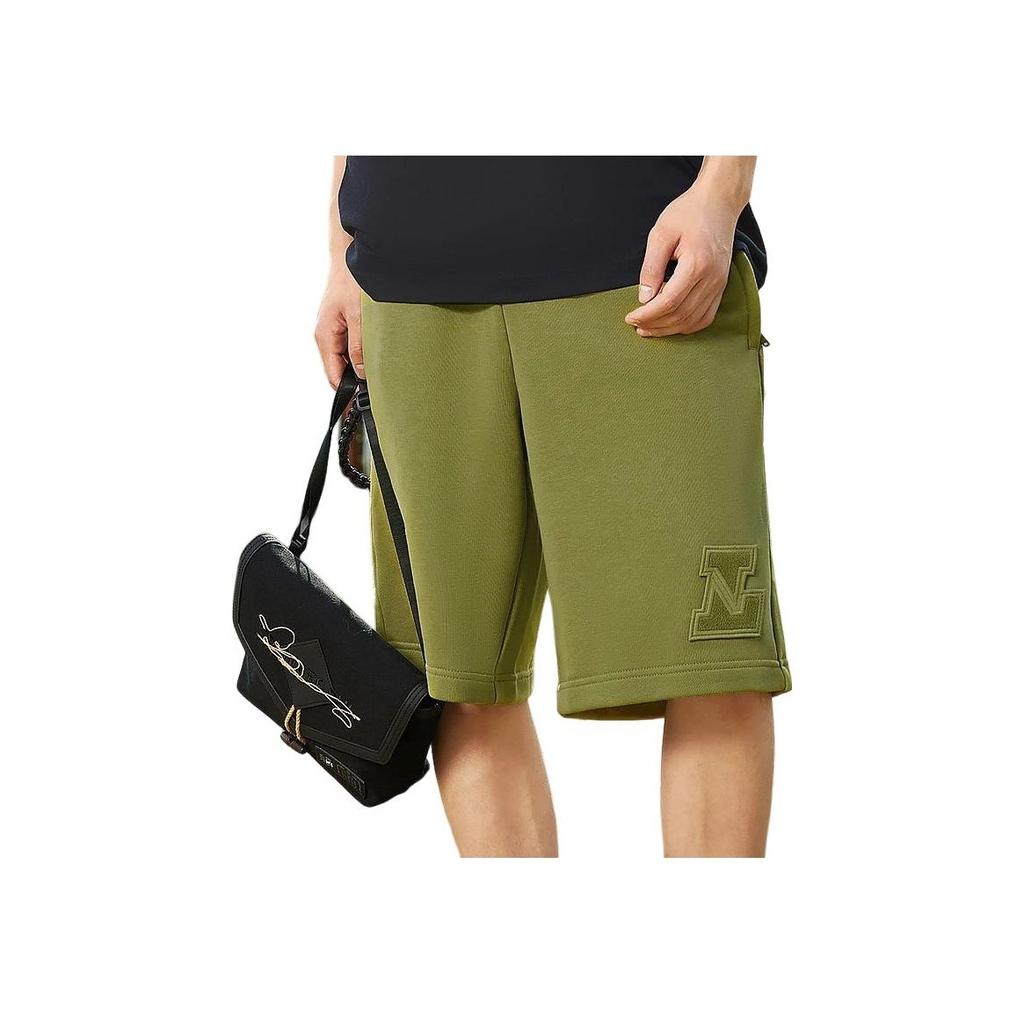 Li Ning Sports Fashion Series Solid Color Casual Shorts Unisex shorts Long-Green AKSSA43-3