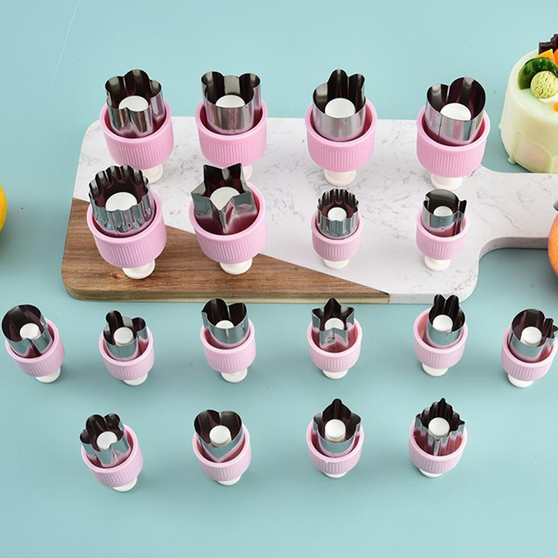 Stainless Steel Fruit Vegetable Press-Type Mini Cookie Shape Cutter Food Mold