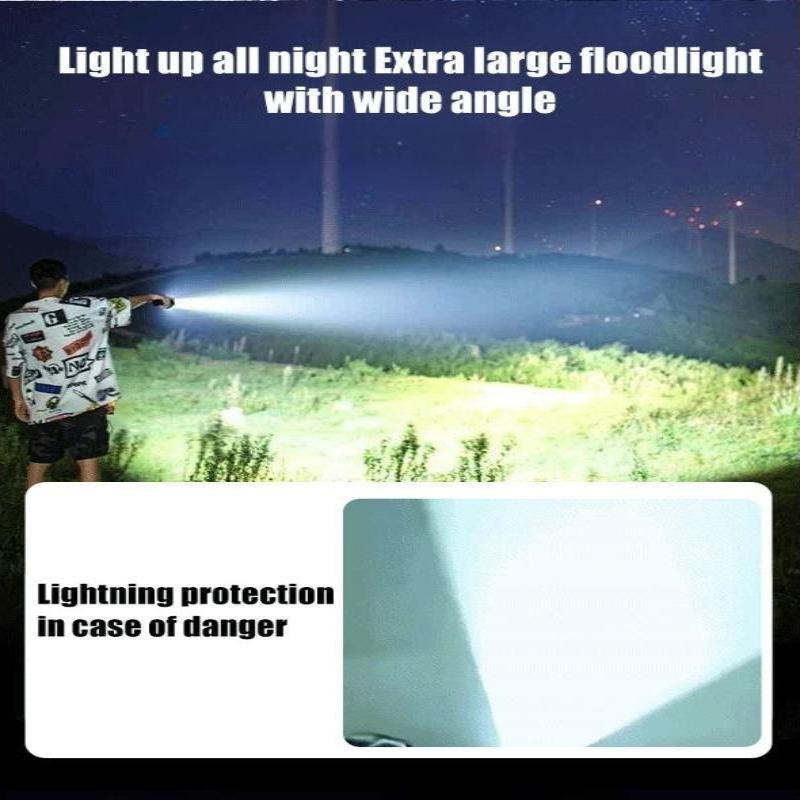 High Power Rechargeable Flashlight Telescopic Zoom Strong Handheld Torch Light Outdoor Camping Emergency Lamp