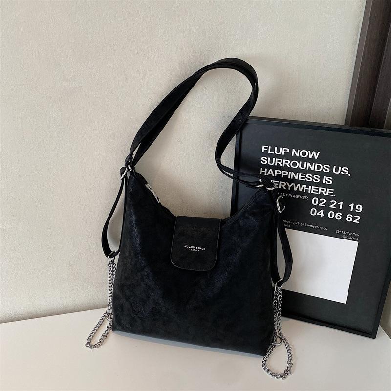 Tote Bag Women's 2025 Autumn New Large-capacity Backpack Solid Color Fashion Shoulder Messenger Bag Trendy Multi-purpose Bag