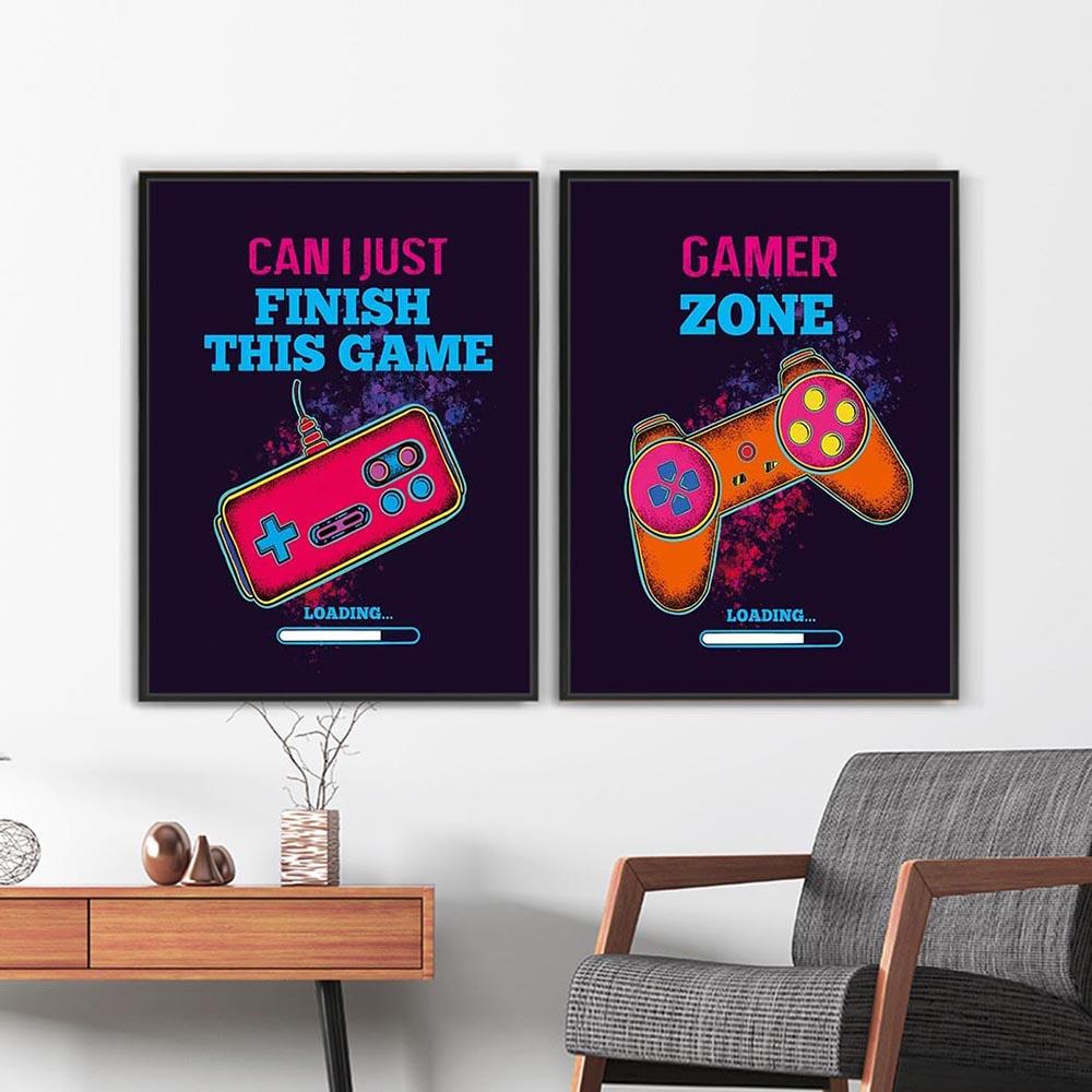Funny Video Game Art Canvas Printing Posters Gamer Zone Gaming Wall Art pictures For Boy Bedroom Playroom Decoration Unframed