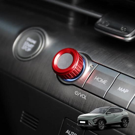 Aluminum Console Audio Volume Control Knob Ring Cover For Hyundai Kona 2024 2025