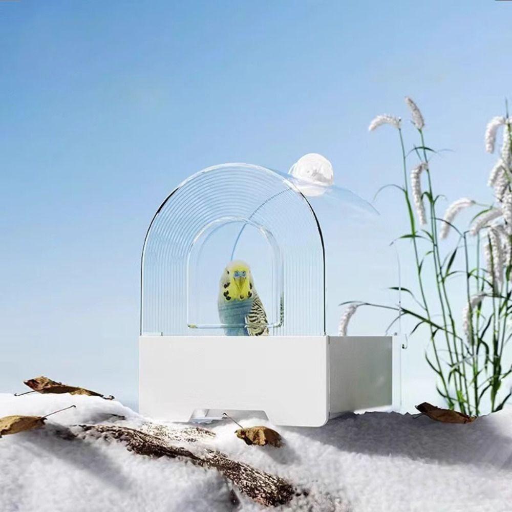 Wall Mounted Bird Bath Cage Clear Bird Shower Box Practical Parrot Hanging Bathtub  Cockatiel
