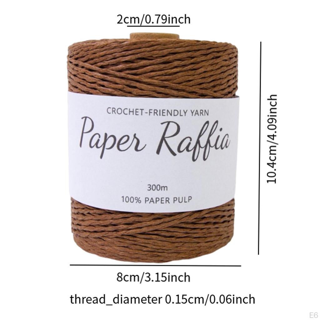 Cotton Raffia Yarn 328 Yards Lightweight Round String Soft for Crocheting Bags DIY Crafts Beach Hat