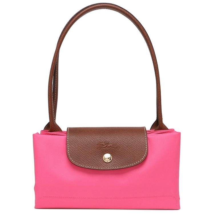 Longchamp Le Pliage 28 Knoop Ritssluiting Lange Handgreep Leer Knoopvormige Schouder Tote Tas Kleine Dames Handtassen Roze 2605089P73