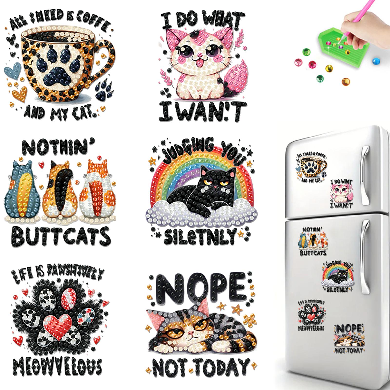 

6 шт. акриловые животные алмазное искусство магнит на холодильник алмазное искусство магниты наклейки алмазная живопись магнит на холодильник для украшения почтового ящика автомобиля