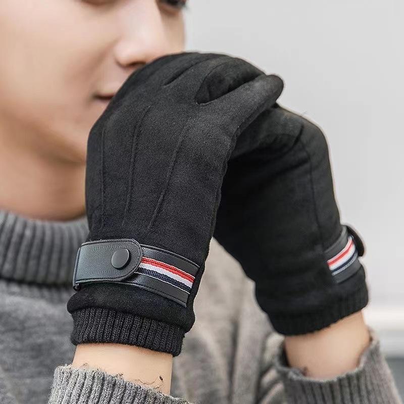 Cycling Warm Gloves Men's Winter Velvet Thickened Cold-proof Outdoor Riding Motorcycle Touch Screen Suede Riding Windproof