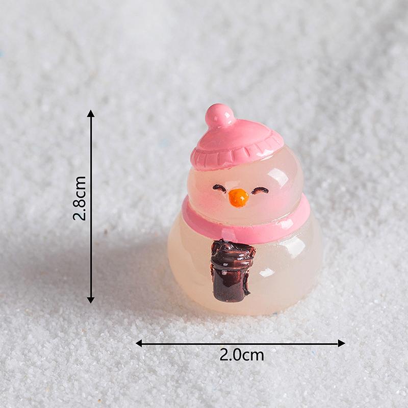1Pc Diy Dollhouse Decoration Mini Luminous Resin Christmas Cute Bonfire Snowman Ornament Glow In The Dark Miniature Figure