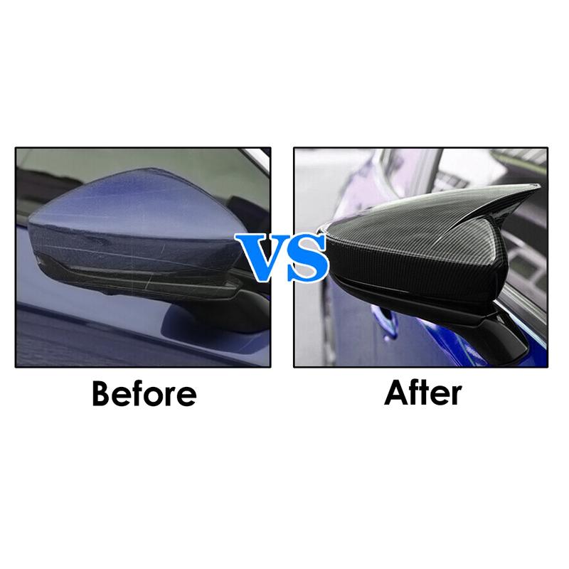 2pcs Glossy Black/ Carbon Fiber Car Side Door Rearview Mirror Cover Cap Sticker Trim for Mazda 3 Axela