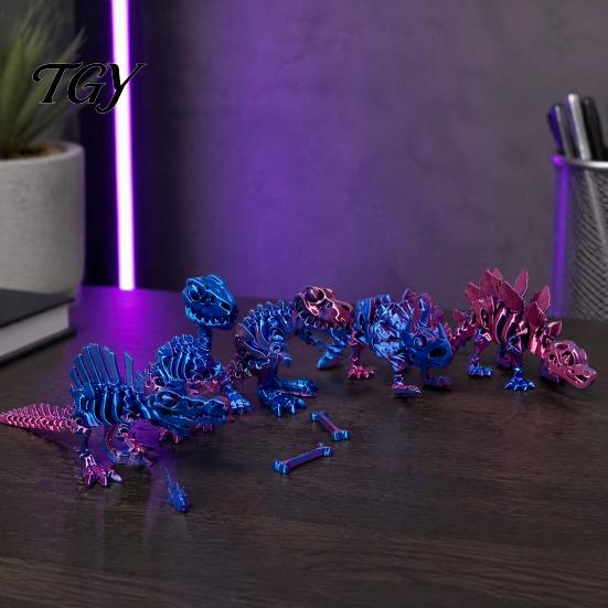 Fish Tank Landscaping Accessories 5Pcs 3D Printed Dinosaur Skeleton Ornament, Movable Joints Prehistoric Figures, Unique Home Decor Gifts Realistic