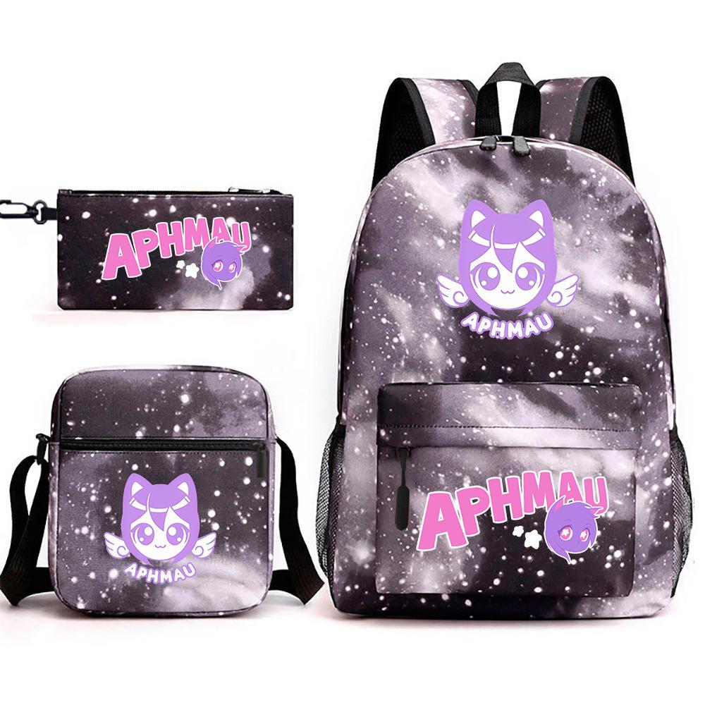 Spielwaren Aphmau Schultasche Cartoon Rucksack Federmäppchen Umhängetasche Dreiteiliges Set