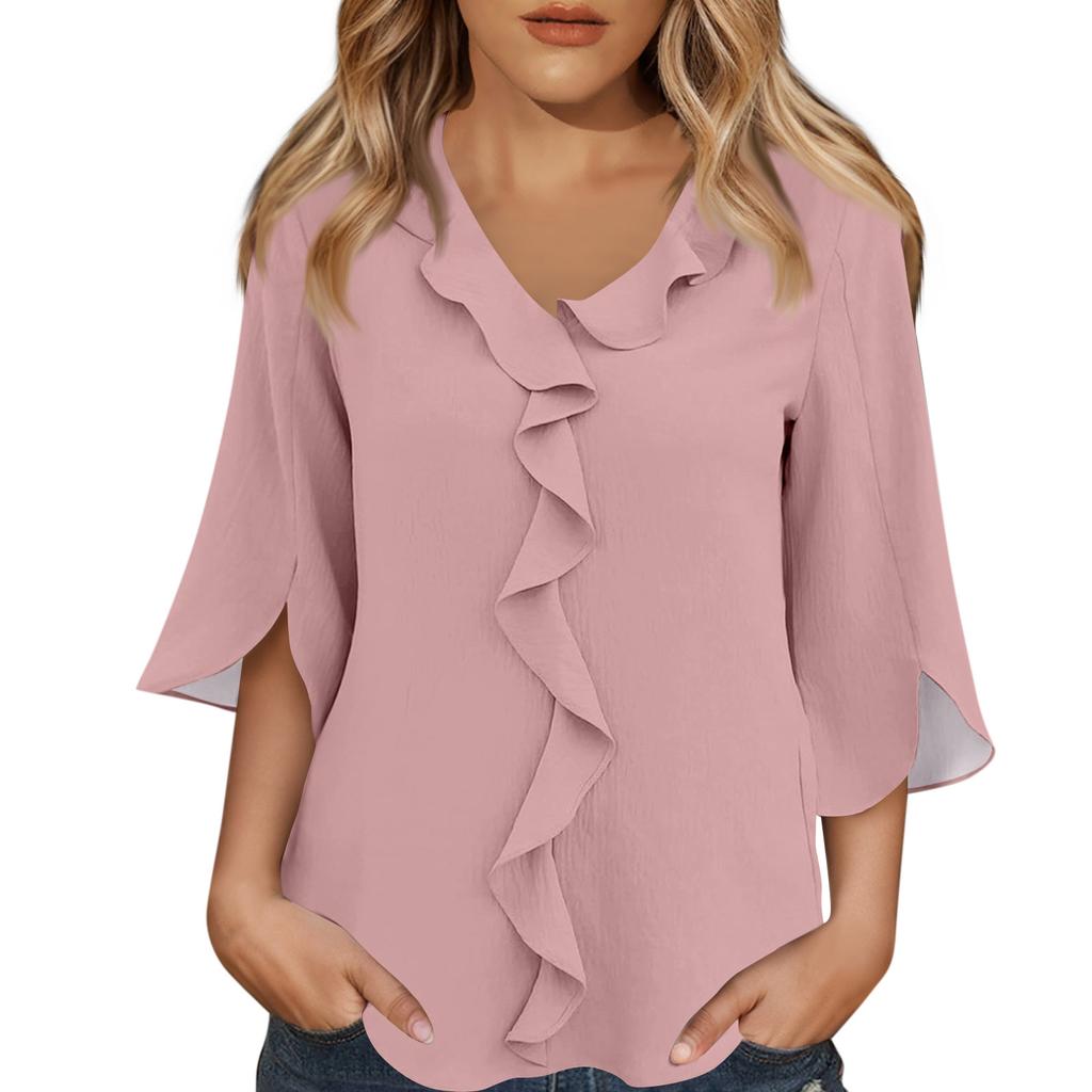 3/4 Sleeve Shirts For Women Cute Tops Graphic Tees  Blouses Casual Plus Size Basic Tops Pullover