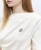 Nigaennikol Half Shirring Drape Boat Neck Top_Cream