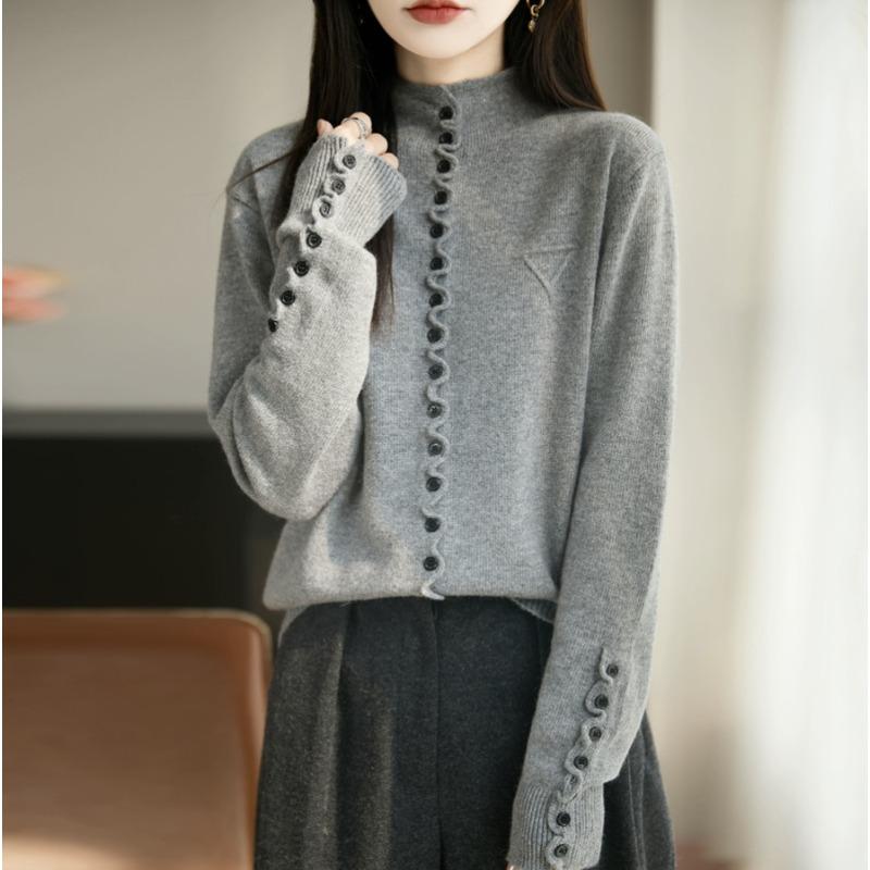 Knitted Sweater for Women Half High Neck Autumn and Winter New Thick Warm Base Sweater