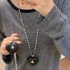 Women's Black Pearl Heart Pendant Necklace - Saturn Clavicle Choker Accessory