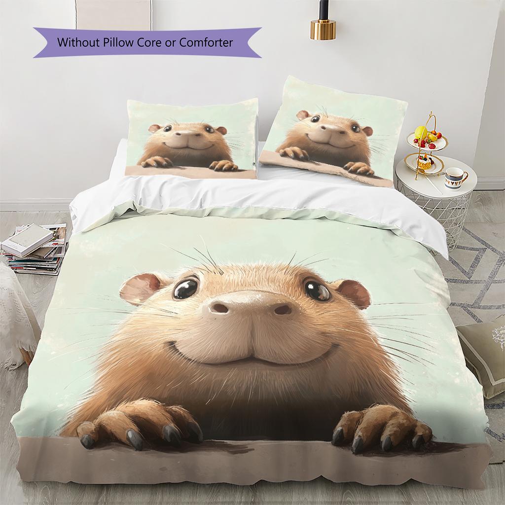 Povlečení s kapybarami Domácí dekorace Narozeninový dárek (1 * povlak na peřinu + 2 * povlak na polštář, bez jádra)