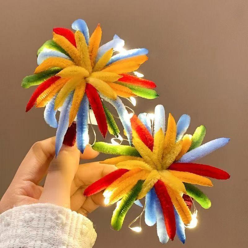 Hair Accessories New Year Colorful Glowing Fireworks Twist Bar Hair Clip Women 2026 New Style Atmosphere Hair Clip Duckbill Clip