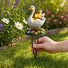 Yousheng 2D Animal Garden Stake, Cute Duck Yard Art Stake, Rusty Squirrel Garden Decoration for Yard Tree Lawn Flower