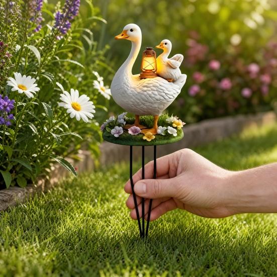 Yousheng 2D Animal Garden Stake, Cute Duck Yard Art Stake, Rusty Squirrel Garden Decoration for Yard Tree Lawn Flower