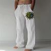 Casual Pants For Men With Printed Cotton Linen Fabric For Spring Urban Style Comfort