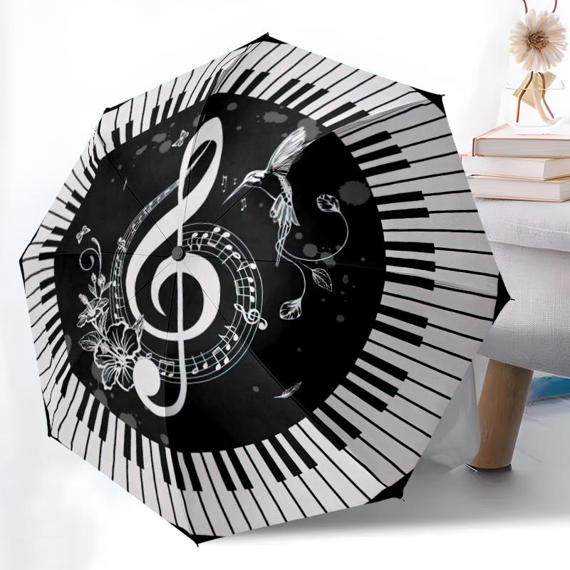 1PC Musical notes Umbrella Portable Folding Umbrella Iron Frame Hole Bone Structure Outdoor Home Umbrella A4