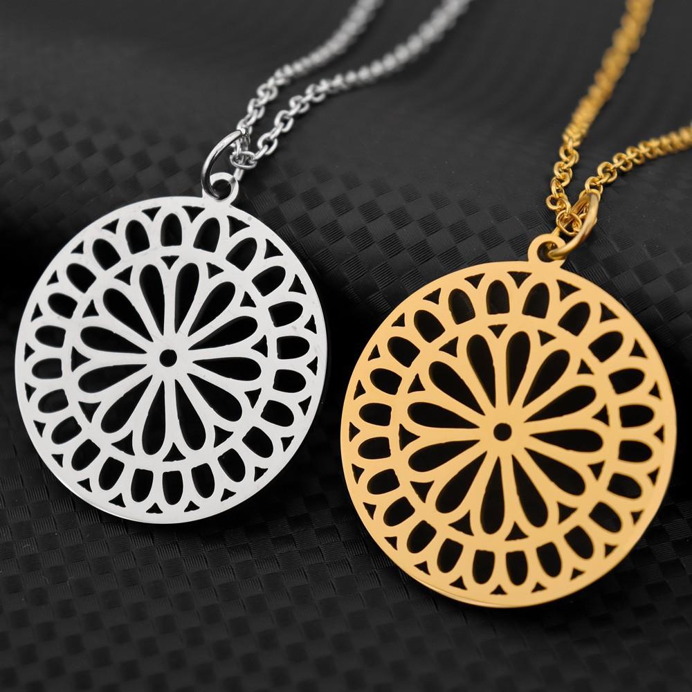 Pendant Necklace Mandala Pendant Flower Charm Flower Necklace