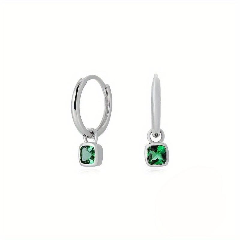 A Pair of Simple and Elegant Retro Geometric Green Square Earrings, Women's Earrings and Earrings, Preferred for Friends' Gatherings