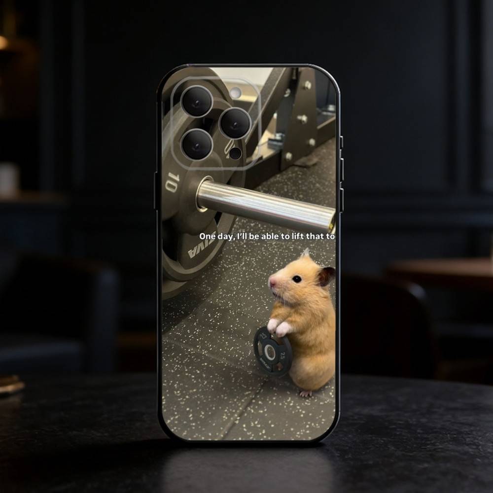 

Cute G-Gym H-Hamster Phone Case For iPhone 17,16,15,14,13,12,11 Plus,Pro Max,SE4Soft Silicone Black Cover iPhone16pro
