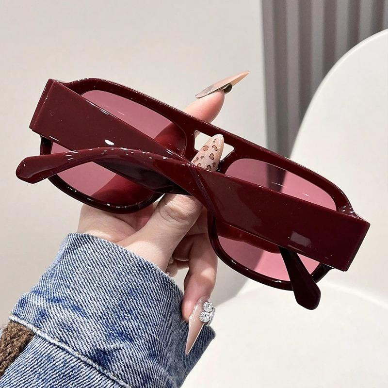 Fashion Men Double Bridges Square Sunglasses Women Candy Color Retro Wide Legs Men  Glasses Shades UV400 Oculos De Sol