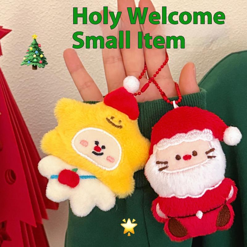 Cartoon Christmas Plush Doll Pendant Keychain Fluffy Cute Creative Soft Stuffed Doll Backpack Pendant Decorative Accessories