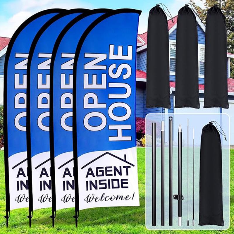 Outdoor Advertising Feather Flags: Beach, Blade, Water Drop, and Inflatable Color Flags.