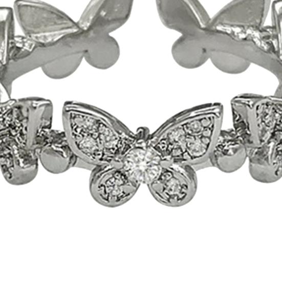 Bague de fiançailles ajustable style coréen avec papillons