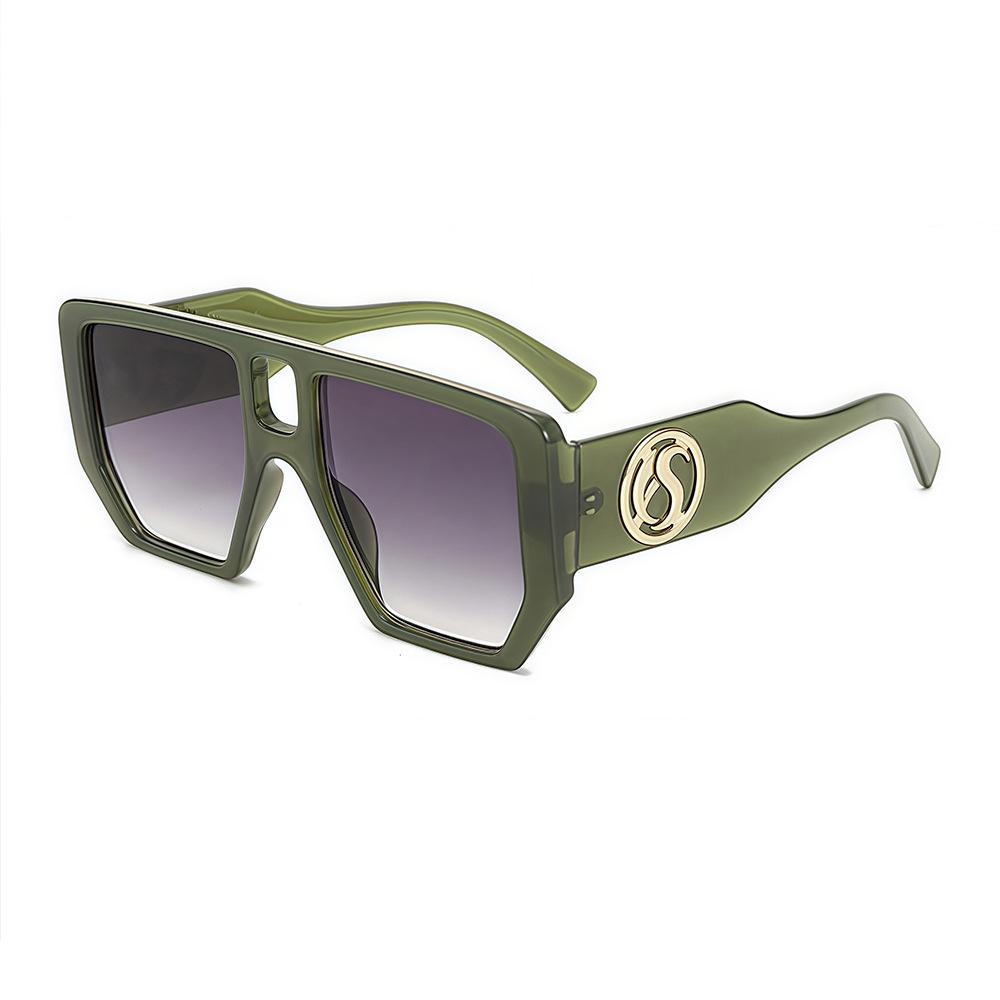 Retro Leopard Gradient Square Large Frame Women Sunglasses UV400 Double Beam Casual Street Style as  picture