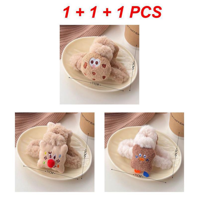 1/2/3Pcs Plush Heart Hair Clips For Women Autumn Winter Fur Hair Crab Clip Elegant Shark Hair Claws Headwear Hair Accessories