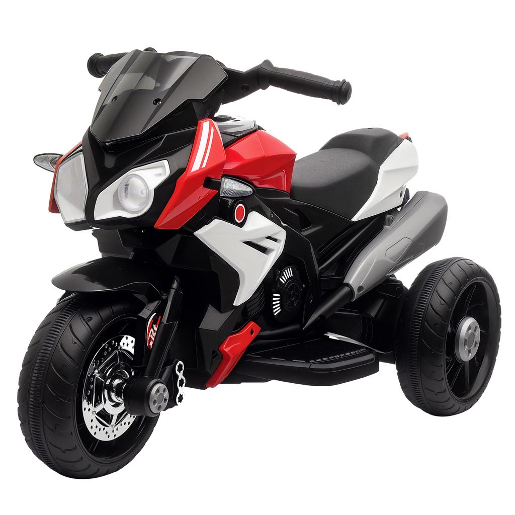 Kids Electric Motorcycle, 6V Ride On Motorcycle with 3 Wheels, LED Headlight, Music, Horn for Boys Girls 3-5 Y, Red