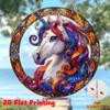 2D Flat Gorgeous Unicorn Stained Glass Acrylic Decoration Sign, Home Decor Plaque Hanging Wall Art Decorative Garden Decoration for Room Door Signs Ha