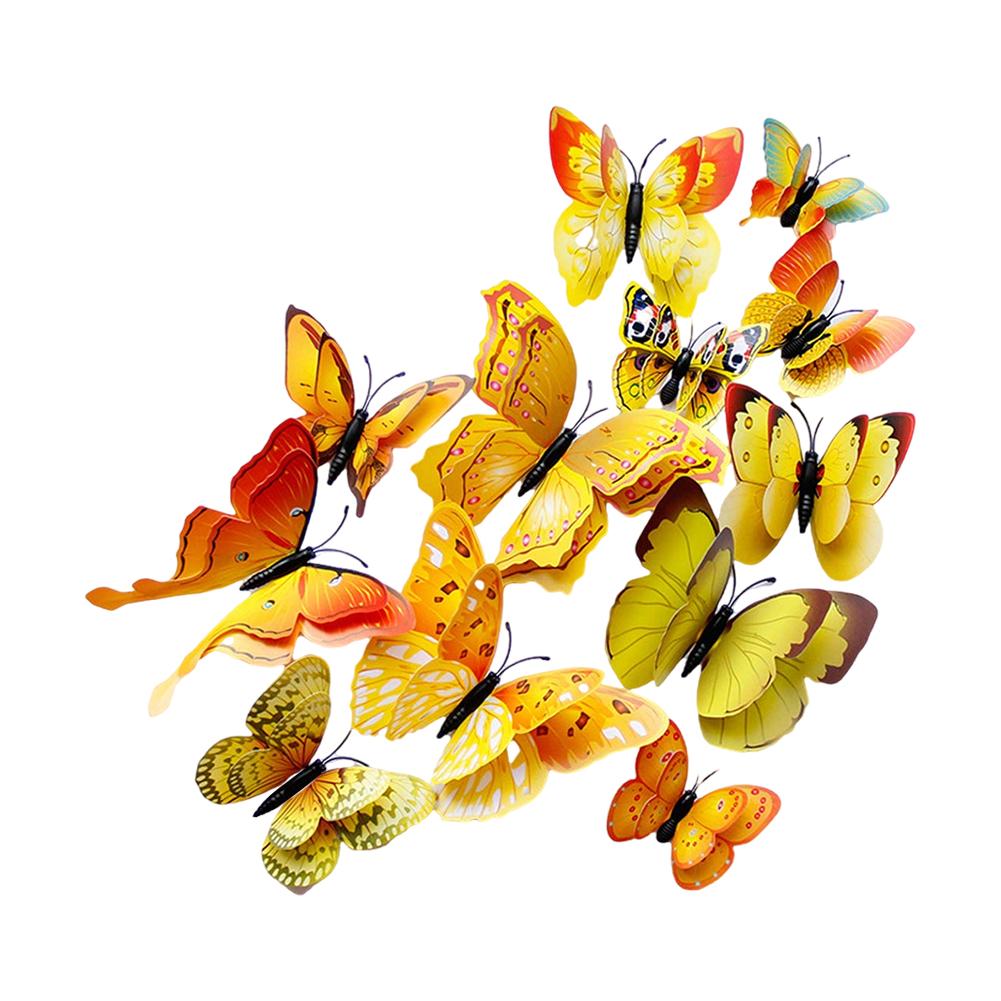 New 12pcs 3D Double Layer Butterflies Wall Stickers Living Room Decor Wedding Kids Room Decoration DIY Wall Art Magnet Stickers