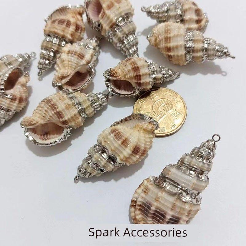 

Конх Гальванопокрытие Сделай сам Аксессуары для украшений Серьги Подвеска Подвеска Креативная ручная работа Натуральная ракушка 5# pine nut screw silver edge 1