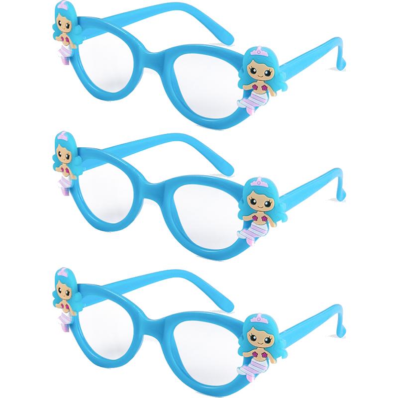3/6pcs Mermaid Plastic Glasses Little Mermaid Themed Party Photo Prop Kids Girls 1st Birthday Party Gift Baby Shower Supplies