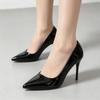 European & American Style Patent Leather Pointed Toe Stilettos - Women's Fashionable High Heels
