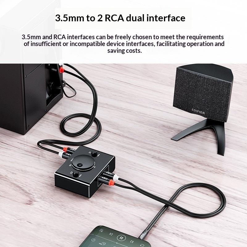 3.5Mm Rca Stereo Bi-Directional Audio Switcher 1 In 2 Out Or 2 In 1 Out 3.5Mm 2Rca Audio Switcher With Mute Button