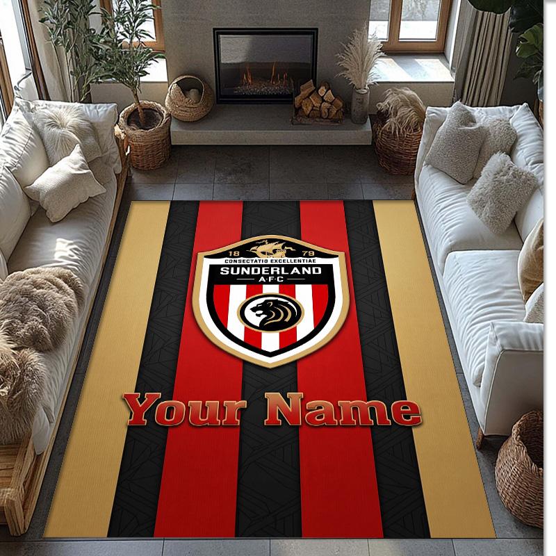 Sunderland FC Printed Crystal Velvet Rug Non‑Slip Crystal Velvet Carpet For Sofa Bedroom Indoor Home Decoration