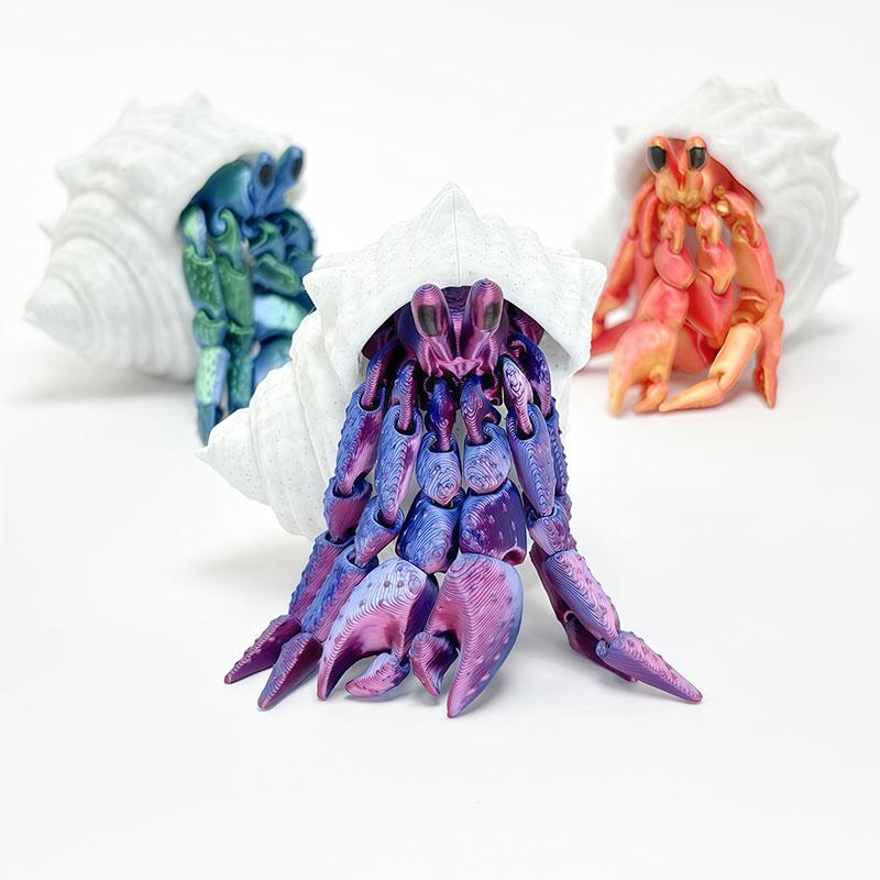 Articulated Hermit Crab 3D Printed Model Movable Joints Cool Desktop Creative Ornament Fun Home Room Decoration Crafts Artwork