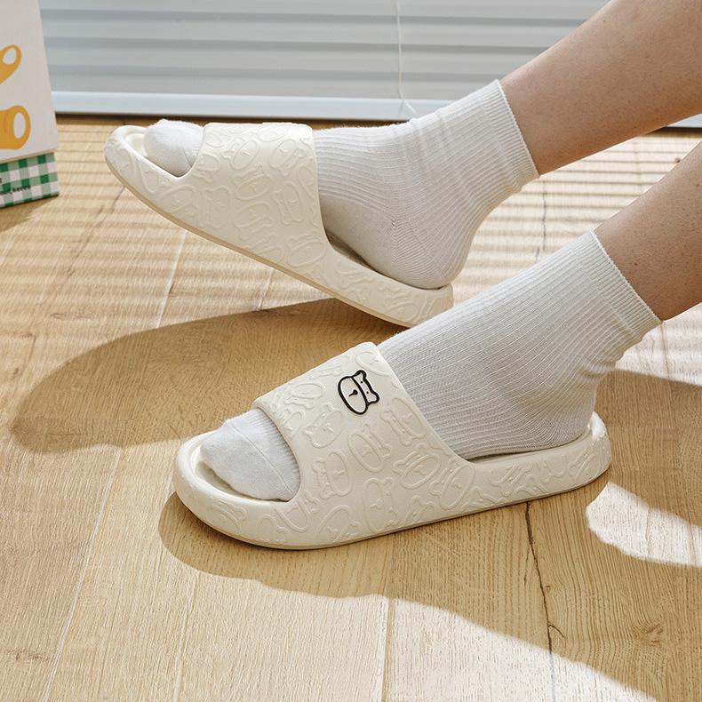 Unisex Summer Large Size Flat Bottom Cartoon Candy Color Indoor Slippers Women Men Casual Anti Slip Bathroom Slippers For Couples 36-43