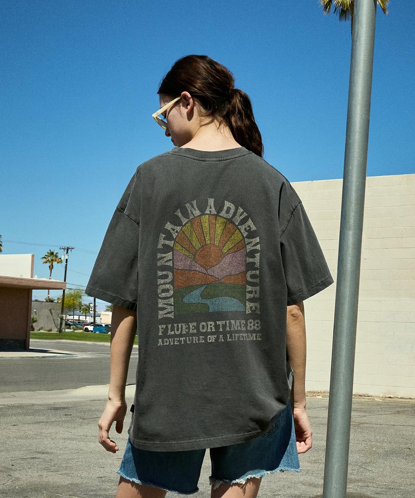 Peullukeu Sunrise Crack Pigment Short Sleeve T-Shirt Dark Gray Fst738