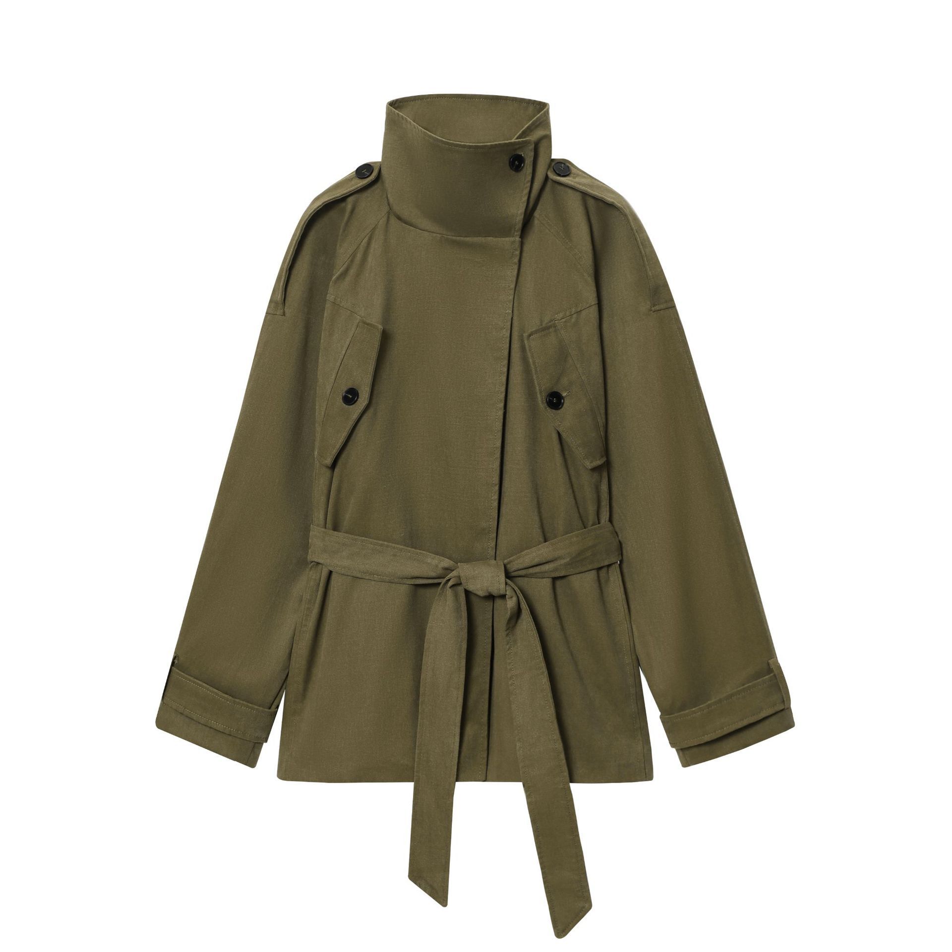 European and American women s clothing popular fashion temperament casual belt decoration trench coat XS