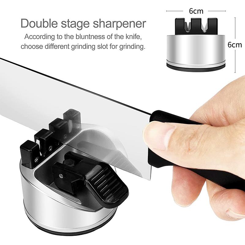 Upgraded 2-Stage Pocket Kitchen Chef Knife Sharpeners Mini Knife Sharpener with Suction Cup Portable Kitchen Sharpening Tool