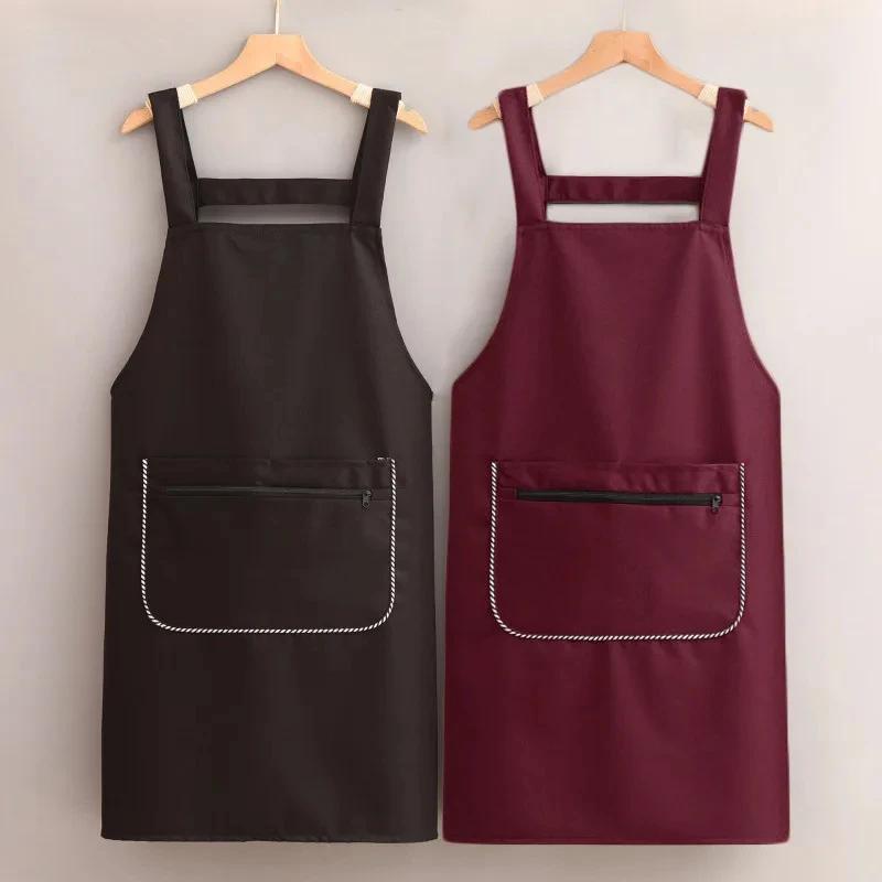 Waterproof Oil Cooking Apron Chef Aprons For Women Men Kitchen Apron With Front Pocket Dishwashing Cleaning Accessories Aprons
