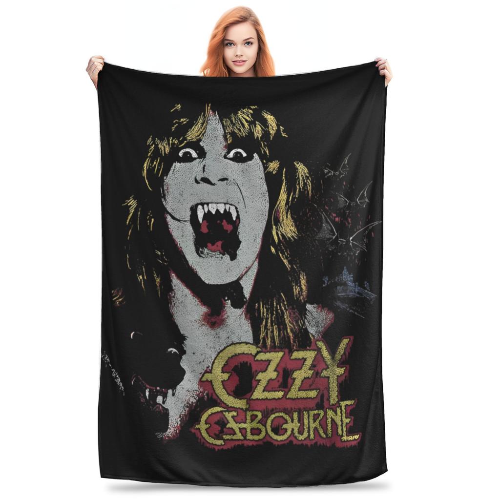 Black Sabbath Ozzy Is Bat Warm Soft Blankets  Travel Plush Throw Blanket Print Living Room Flannel Bedspread Sofa Bed Cover